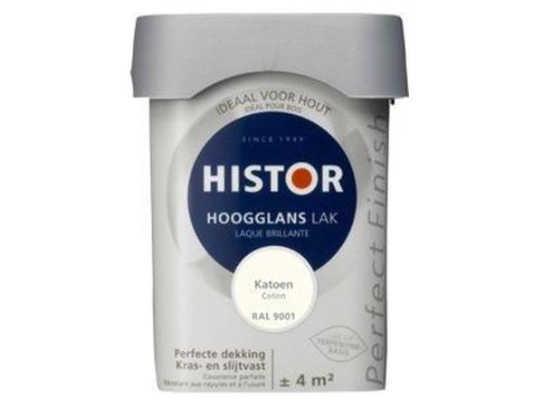 6x Histor Perfect Finish Lak Hoogglans Katoen RAL9001 0,25L