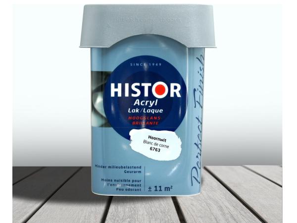 3x Histor Perfect Finish Lak Acryl Hoogglans Hoornwit 0,75L