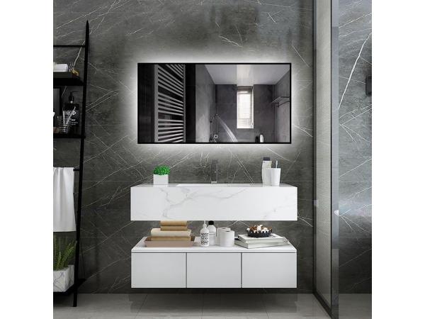 Badkamerspiegel LED 80 x 60 cm Zwart Frame Anti Condens