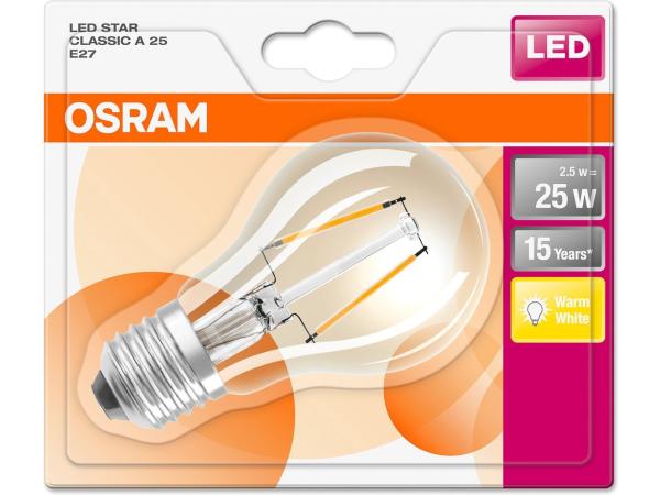 2x Osram LED E27 peer 2,8 W warmwit