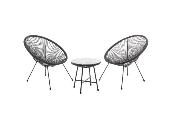 Polyrotan Balkonset Ostana - 3-delig - Zwart