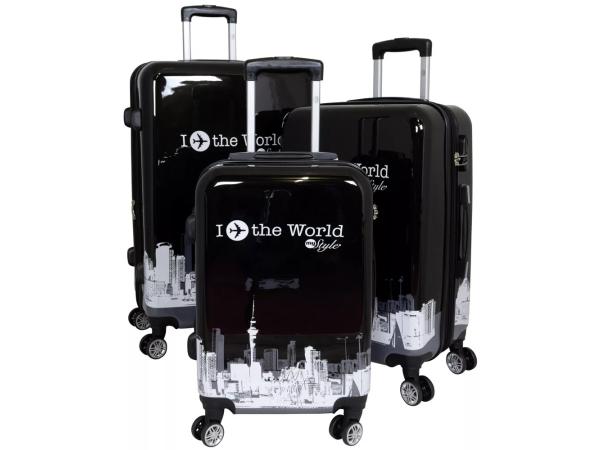 Design Kofferset 3-teilig - Fly the World Black