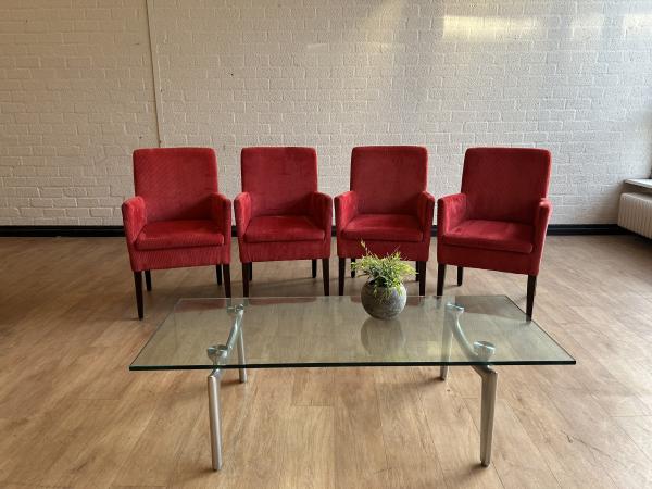 4x Rode eetkamerstoelen 