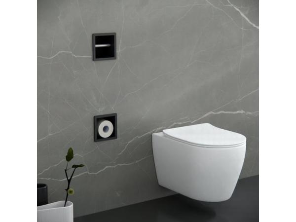 Inbouw Reserve- en Toiletrolhouder – MAT ZWART