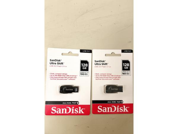 2x Sandisk usb-stick ultra shift - 128 GB
