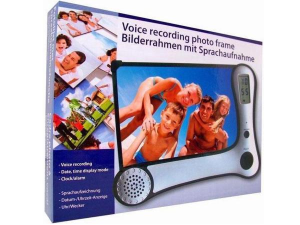 Fotolijst met spraakopnamefunktie en klok