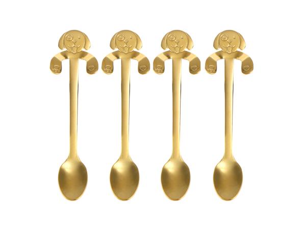 Set van theelepels - goud - honden design - rvs