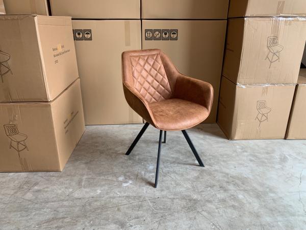 Armstoel Jean (set van 8) Microleder - Cognac