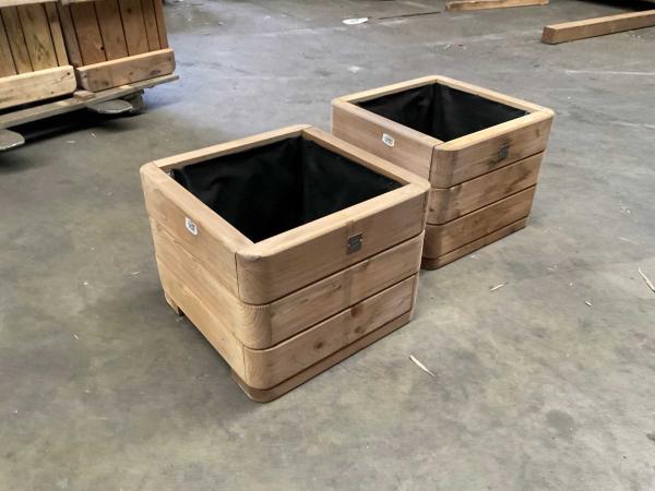 2x Garlux vuren bloembak geïmpregneerd 40x40x30cm