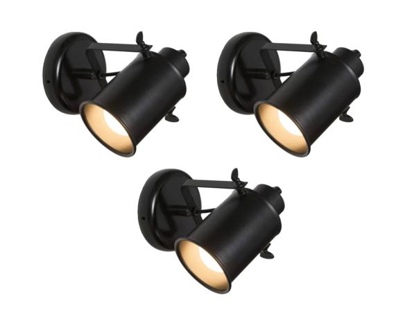 3x Beaux spotlamp E27 excl. lichtbron Montpellier zwart
