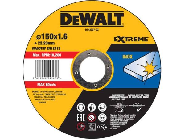 6x DeWalt Extreme 2X Doorslijpschijf Inox 150 x 1.6 x 22.2mm
