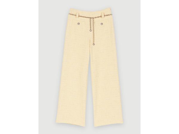 Maje Tweed Broek Creme Maat 34