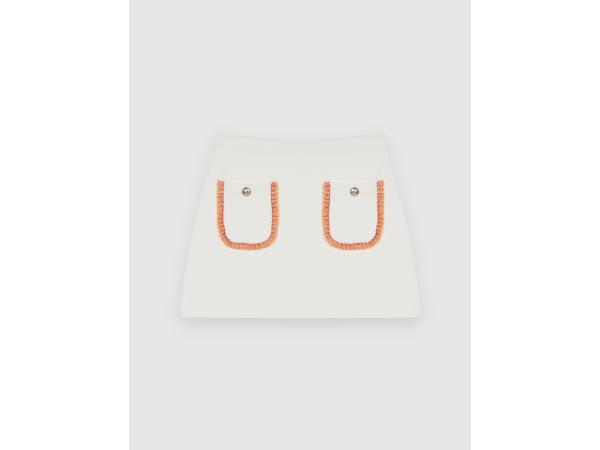 Maje Rok van mesh met contrasterende vlechten maat 40