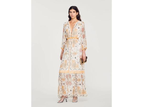 Sandro Valldemossa Chiffon Maxi Jurk maat 38