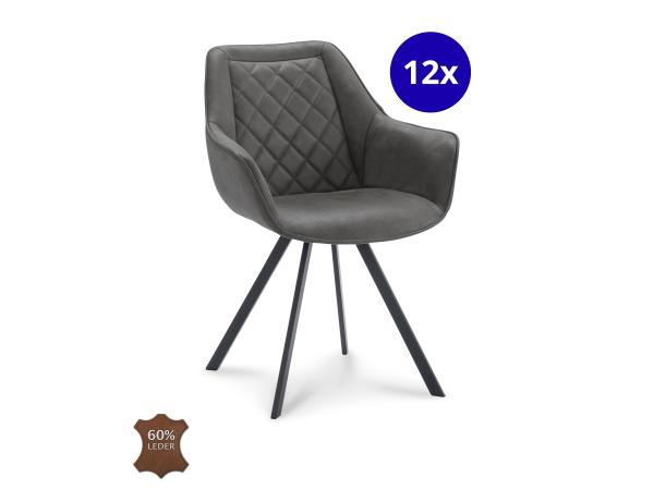 Armstoel Jean (set van 12) Microleder - Antraciet