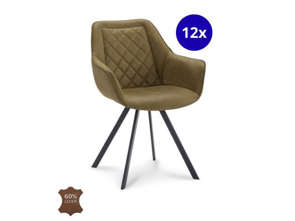 Armstoel Jean (set van 12) Microleder - Mos - Groen