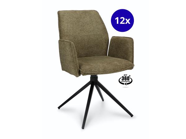 Armstoel Davidson (set van 12) Draaibaar - Stof - Groen