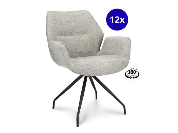 Eetkamerstoel Mondial (set van 12) weefstof - taupe