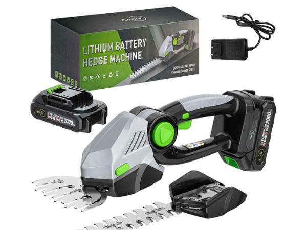 Snoerloze Heggenschaar + Grasschaar met 2 Accu’s | 2-in-1