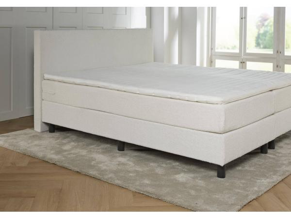 Vlakke boxspring Almelo, afmeting 160 x 200 Teddystof wit 