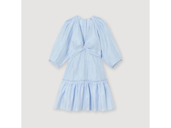 Sandro Korte jurk met plooien lichtblauw maat 38