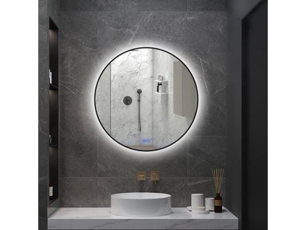 Badkamerspiegel met LED  80 x 80 CM Zwarte Rand