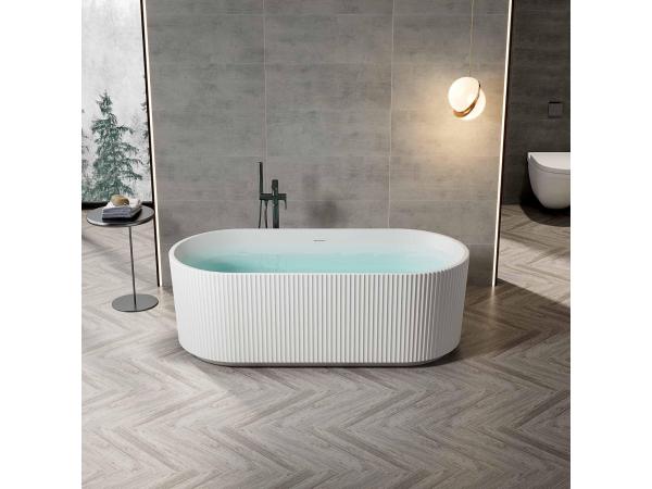 Vrijstaand Bad 170x78x58 cm – Geribbeld Design - Wit