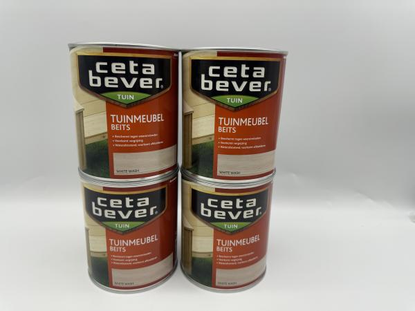 4 x 0,75L Ceta Bever Tuinmeubelbeits White Wash 40-48M2