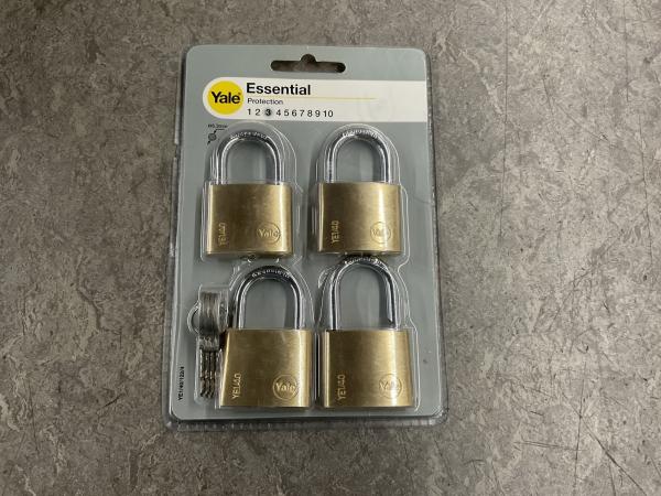 8x Yale hangslot messing 4-pack 40mm