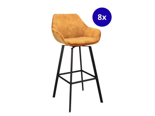 Barkruk ZH80 Roy (set van 8) Velvet - Velours - Cognac 