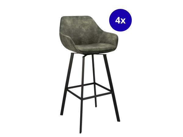 Barkruk ZH80 Roy (set van 4) Velvet - Velours - Groen