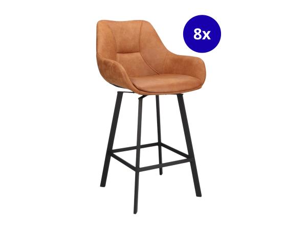 Barkruk ZH65 Bruut (set van 8) Microleder - Cognac