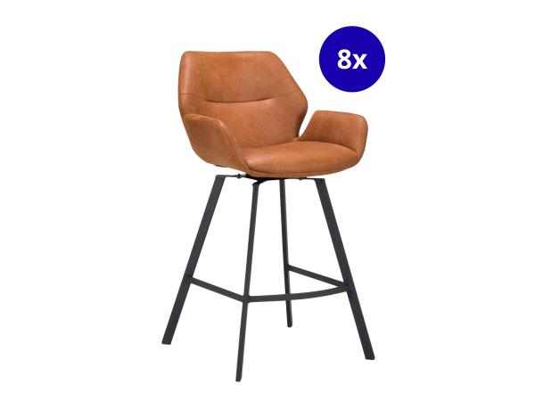 Barkruk ZH65 Lauren (set van 8) Microleder - Cognac