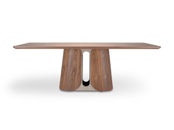 Eettafel Walnoot 220x110x76 - Rechthoek ronde rand - creme