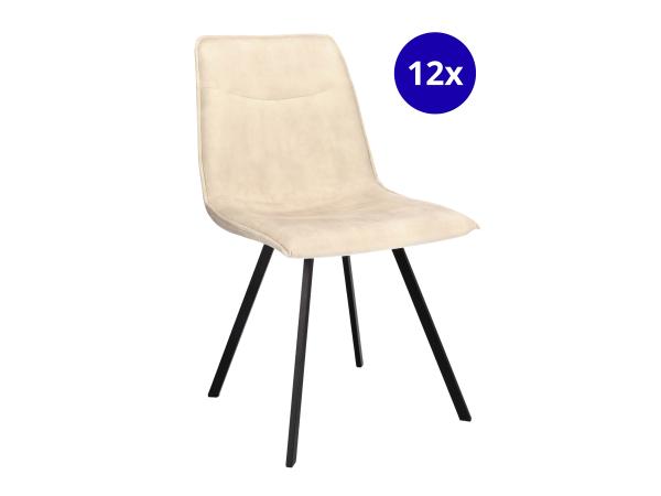 Stoel Nora (set van 12) Velvet - Velours - Creme - Wit