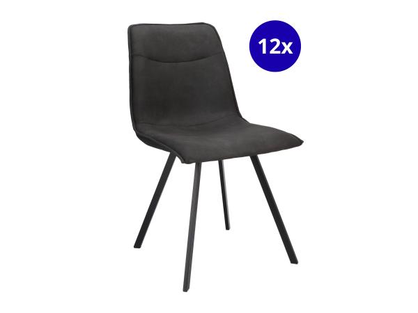 Stoel Nora (set van 12) Stof - Antraciet - Grijs