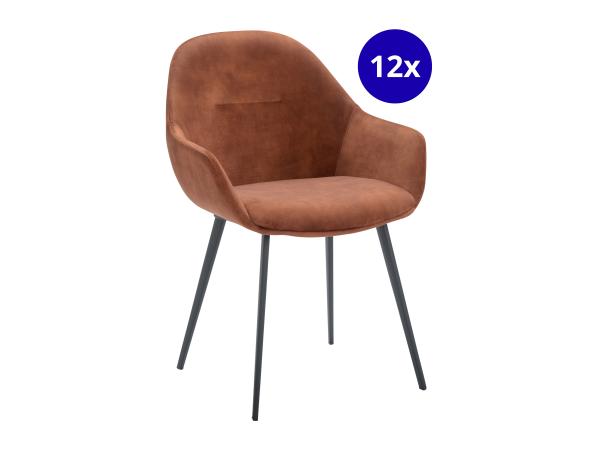 Armstoel Kenneth (set van 12) Velvet - Velours - Koper