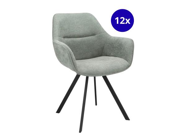 Armstoel Glow (set van 12) Stof - Grijs/blauw - Niagara