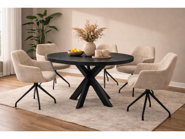  Eettafel Villa Rond - Diameter 130 - Hout - Matrixpoot