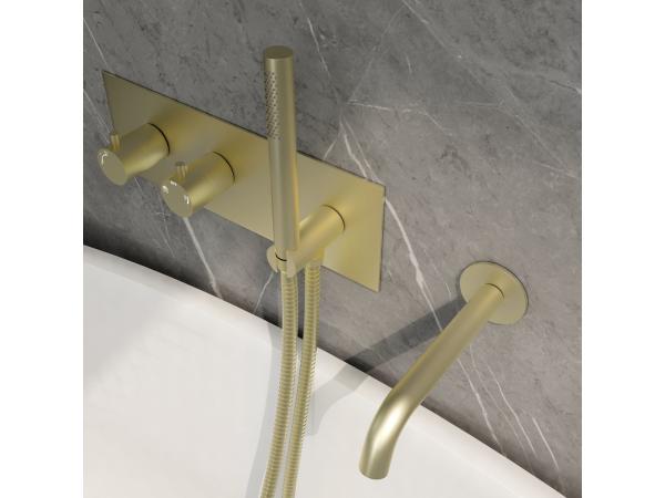 Inbouw badkraan geborsteld goud twee-knop bediening