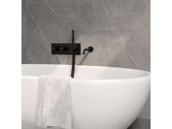 Inbouw badkraan mat zwart twee-knop bediening compleet