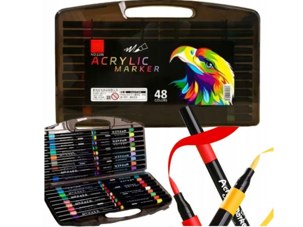 Acrylmarkers – Set van 48 stuks – Waterbestendig – Met verf