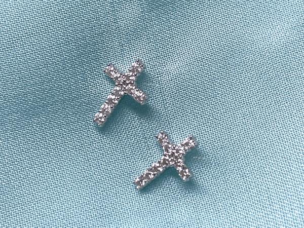 Oorbellen kruis briljant moissaniet 0.35 carat