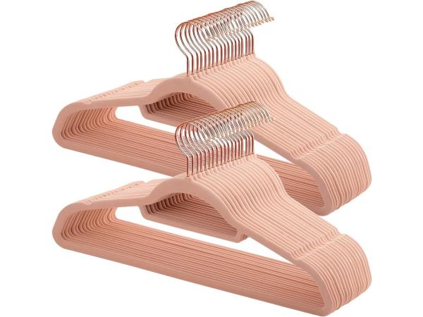 Fluwelen Kleerhanger 50 stuks Anti-slip roze goud