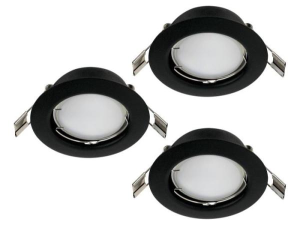 2x EGLO Peneto inbouwspotset 3-delig zwart Ø78mm