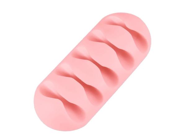 100x RECKBA kabelhouder siliconen roze 5 sleuven