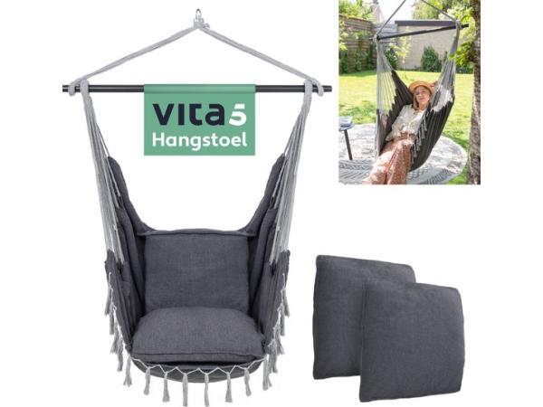 Vita5 XXL Hangstoel - Incl. 2 Kussens - tot 200kg | Donkergrijs