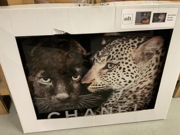 Glasschilderij Chanel panters 60x80cm