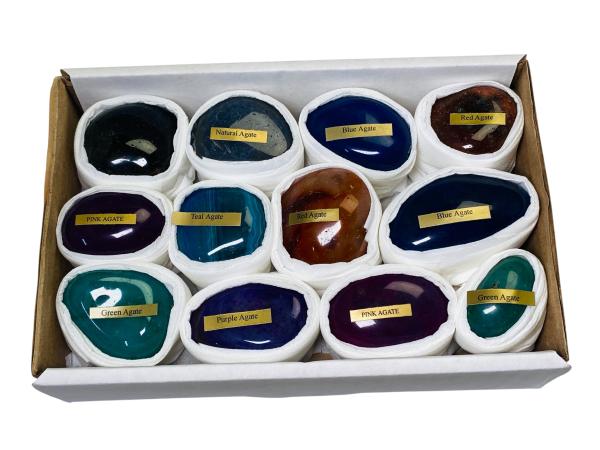 12x Gepolijste Agaatstenen | Diverse Kleuren