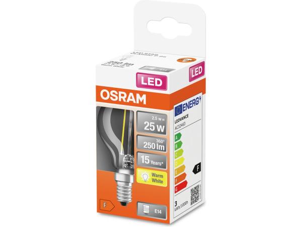 2x Osram LED E14 peer 2,5 W warmwit
